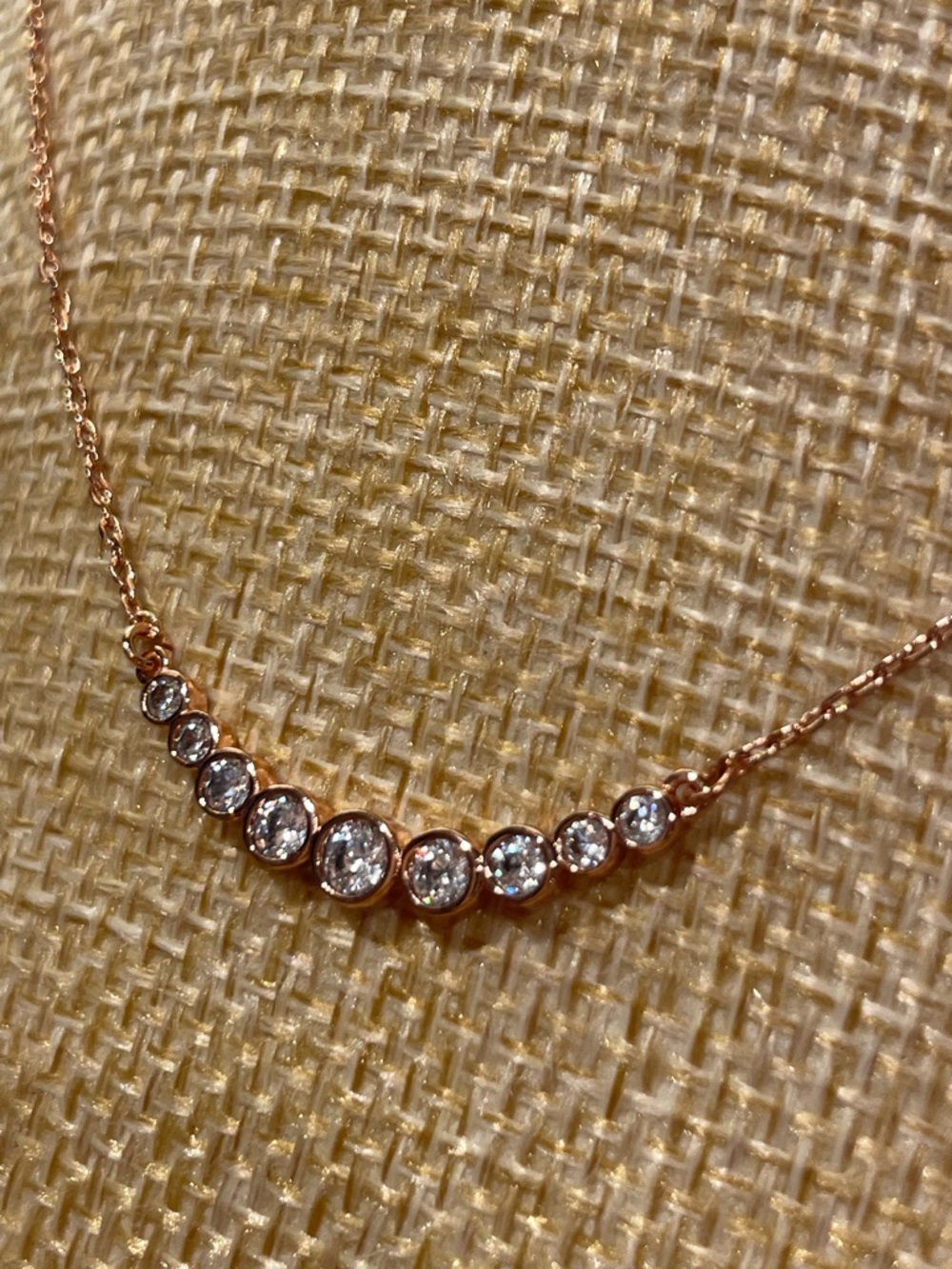 Kate Spade Rose Gold Cubic Zirconia Bar Necklace - Women's Jewelry